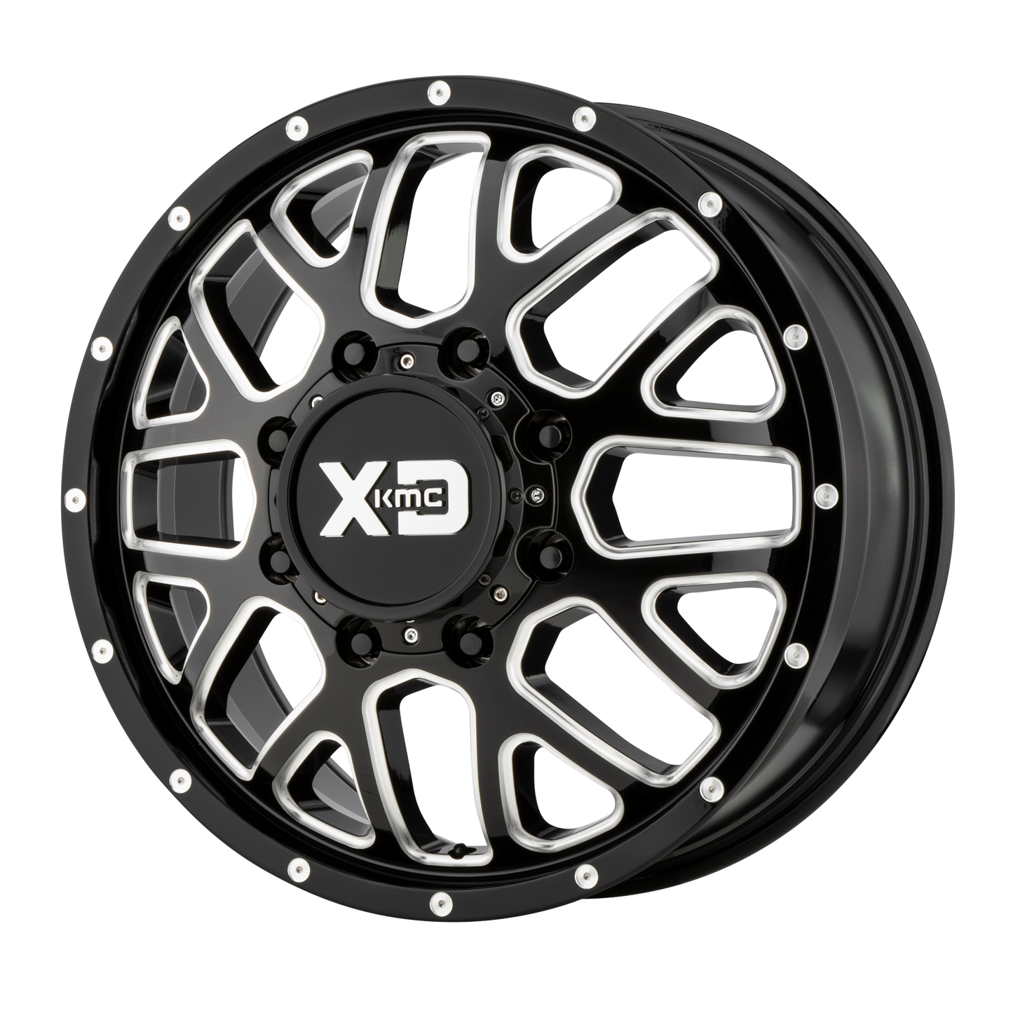 20x8.25 XD XD843 GRENADE DUALLY Gloss Black Milled - Front Wheel 8X6.5 (127mm)
