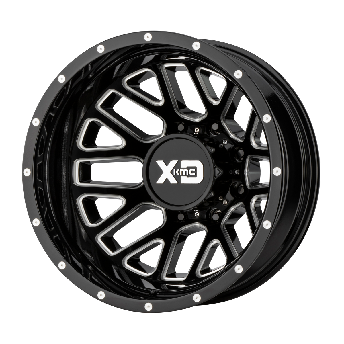 20x8.25 XD XD843 GRENADE DUALLY Gloss Black Milled - Rear Wheel 8X6.5 (-198mm)