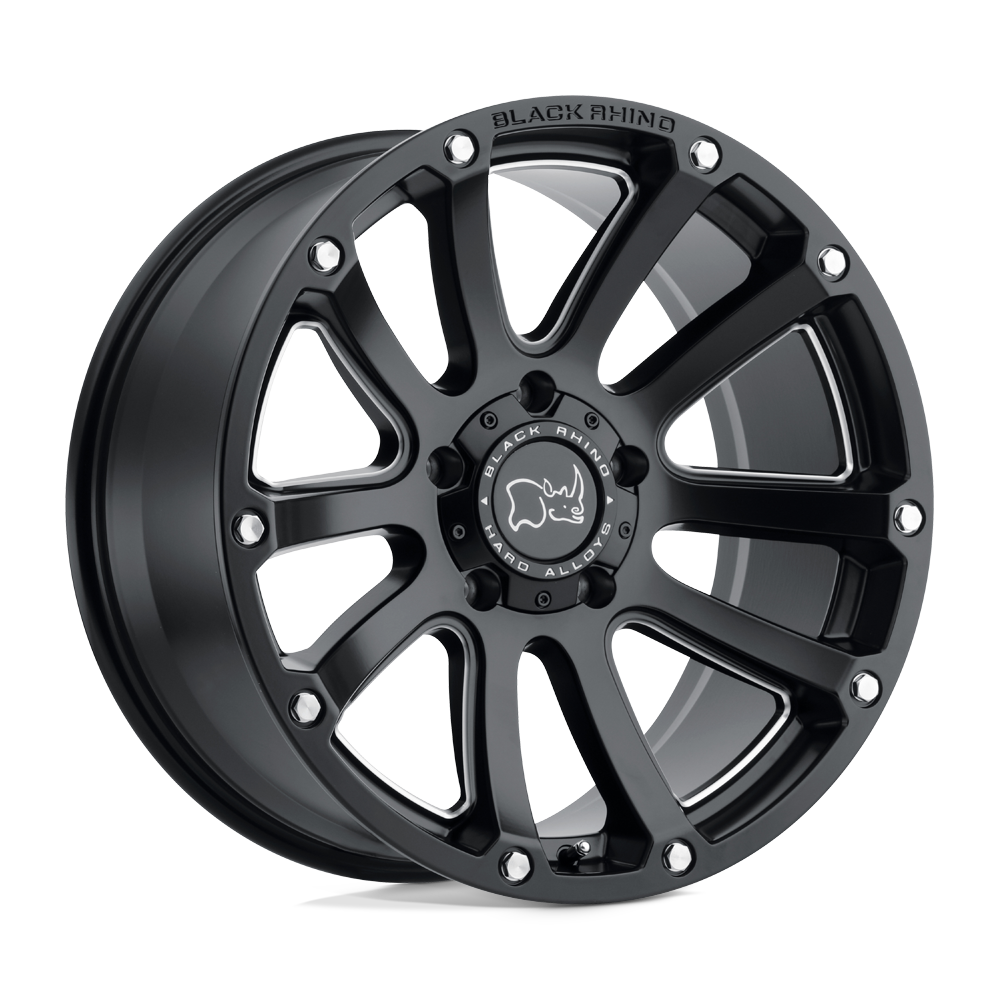17x9.5 Black Rhino HIGHLAND MATTE BLACK W/ MILLED SPOKES Wheel 5x5 (-12mm)