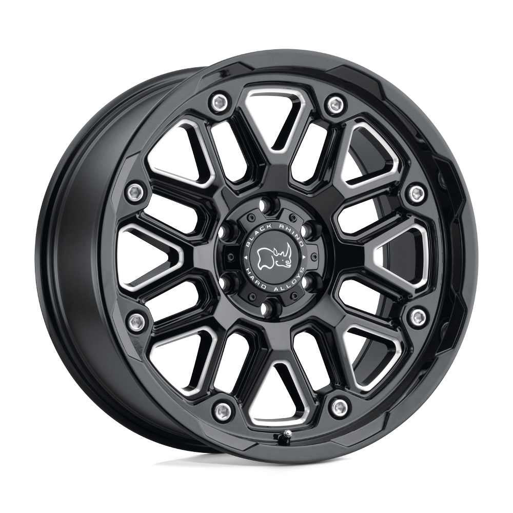 18x9.5 Black Rhino HOLLISTER GLOSS BLACK W/ MILLED SPOKES Wheel 8X6.5 (-18mm)