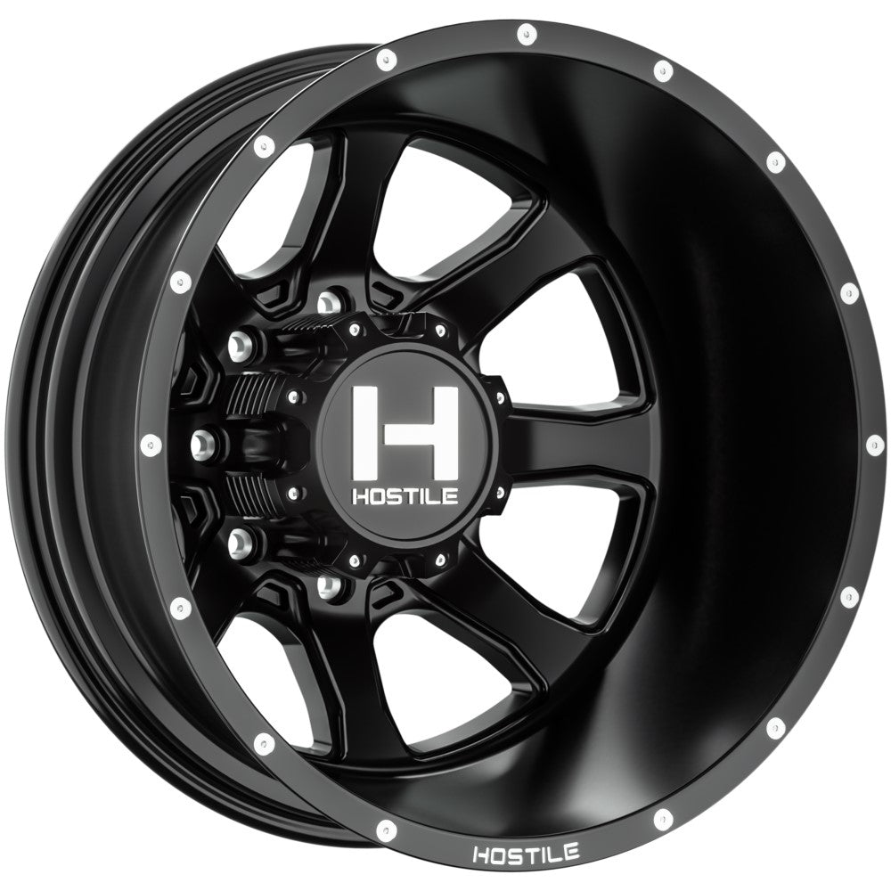 20x8.25 Hostile H403 Kodiak Dually Rear Asphalt (Black) Wheel 8x200 (-221mm)