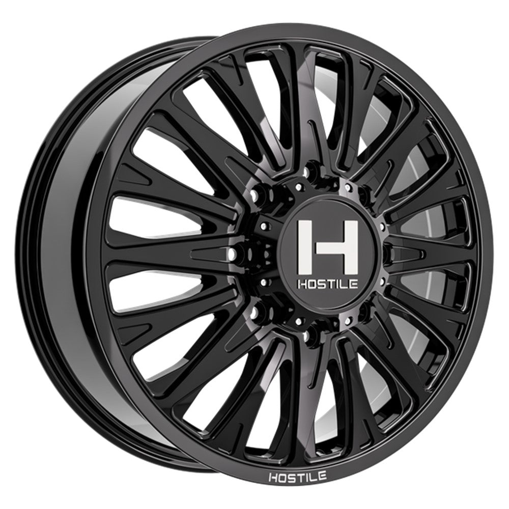 22x8.25 Hostile H404 Ghost Gloss Black DUALLY FRONT Wheel 8x210 (123mm)