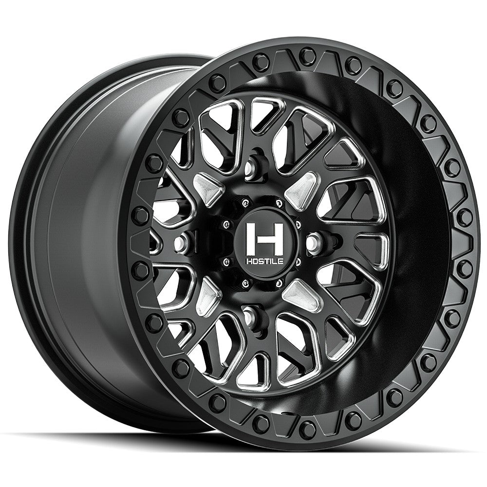 15x8 Hostile UTV H133 Glamis Blade Cut (Black Milled) Wheel 4x137 (0mm)