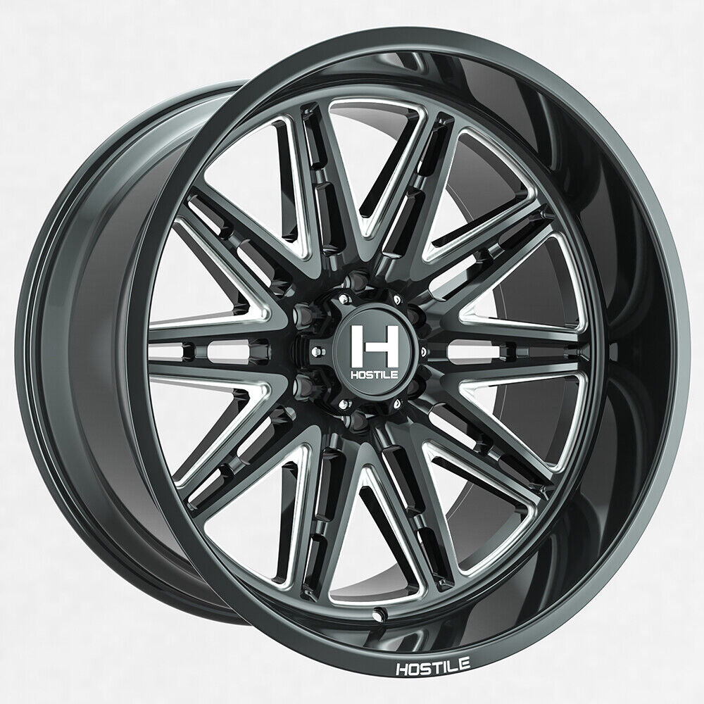 20x12 Hostile H126 Maniac Blade Cut (Gloss Black & Milled) Wheel 6x135 (-44mm)