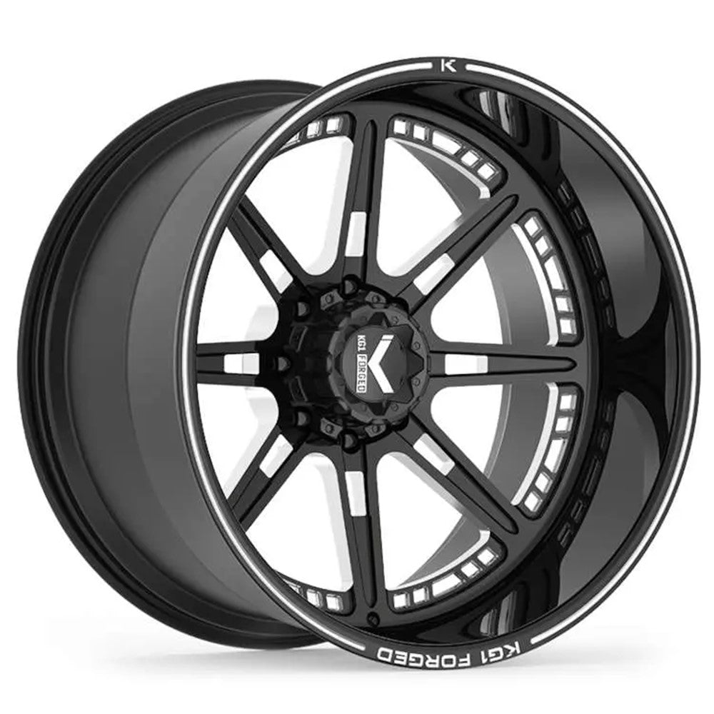 22x14 KG1 KC007 Compass Gloss Black Premium Milled FORGED Wheel 8x6.5 (-76mm)