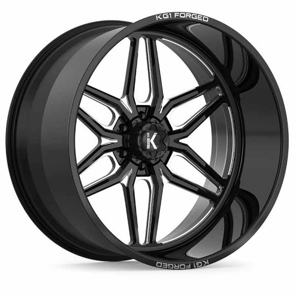 BLEM - 24x10 KG1 Forged KL002 Chops Gloss Black Milled FORGED Wheel 6x5.5/6x135 (30mm)