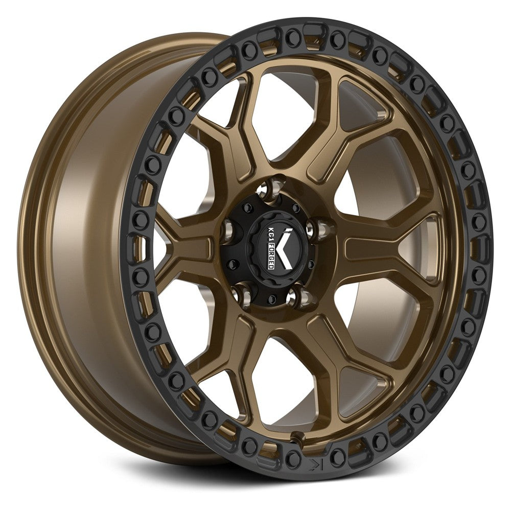 17x9 KG1 Forged KO111 Bishop Textured Bronze W/ Black Ring Wheel 6x5.5 (0mm)