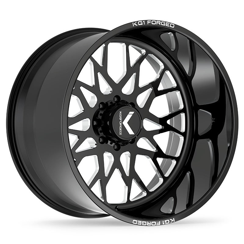 26x16 KG1 KF019 Torture Gloss Black Machined Surface FORGED Wheel 8x170 (-101mm)