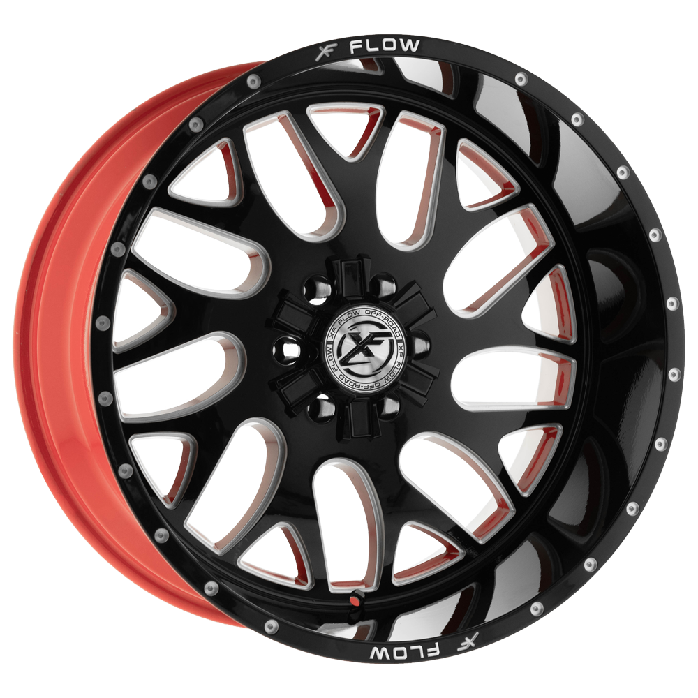 20x10 XFX Flow XFX-301 Gloss Black Milled W/Red Inner Wheel 6x135/6x5.5 (-24mm)