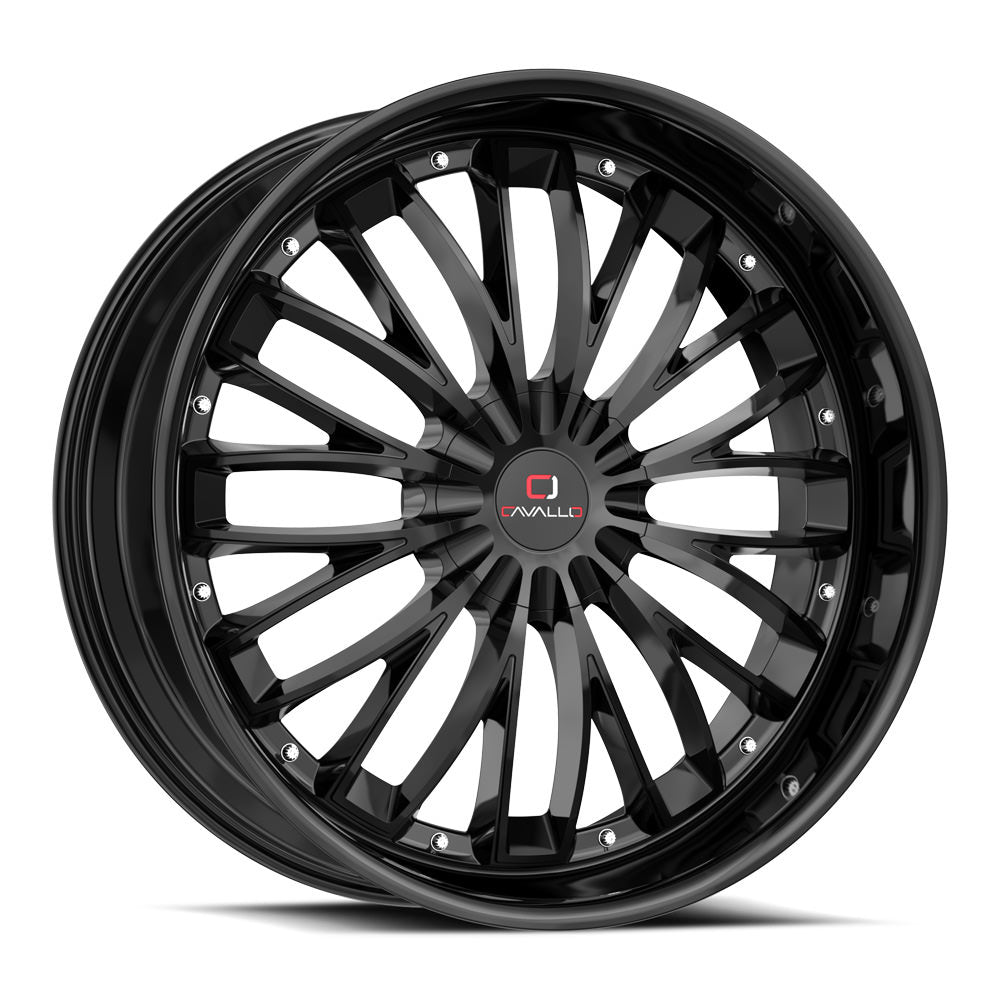 22x9.5 Cavallo CLV-42 Gloss Black Wheel Blank (18mm)