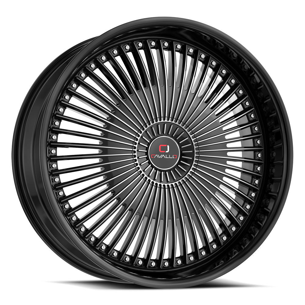 20x8.5 Cavallo CLV-41 Gloss Black & Machined Wheel 5x110/5x4.5 (35mm)