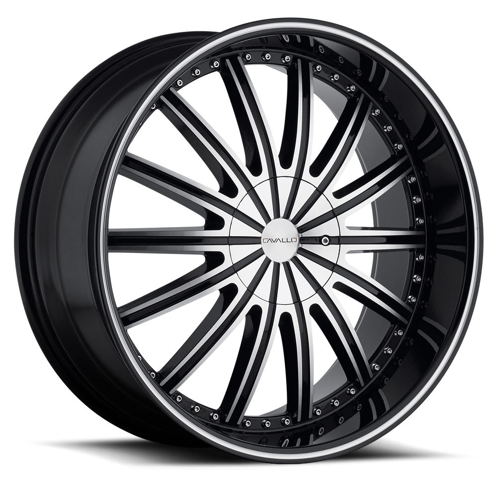 22x8.5 Cavallo CLV-6 Gloss Black & Machined Wheel 5x110/5x4.5 (34mm)