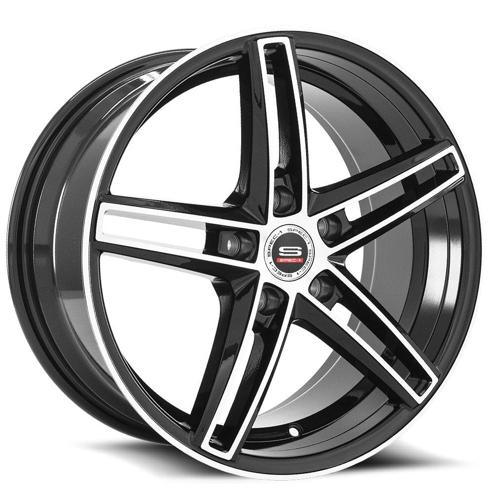 17x7.5 Spec-1 SP-49 Gloss Black & Machined Wheel 5x4.5 (35mm)
