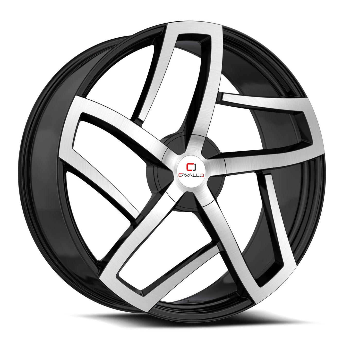 22x8.5 Cavallo CLV-50 Gloss Black & Machined Wheel 5x112/5x4.5 (38mm)