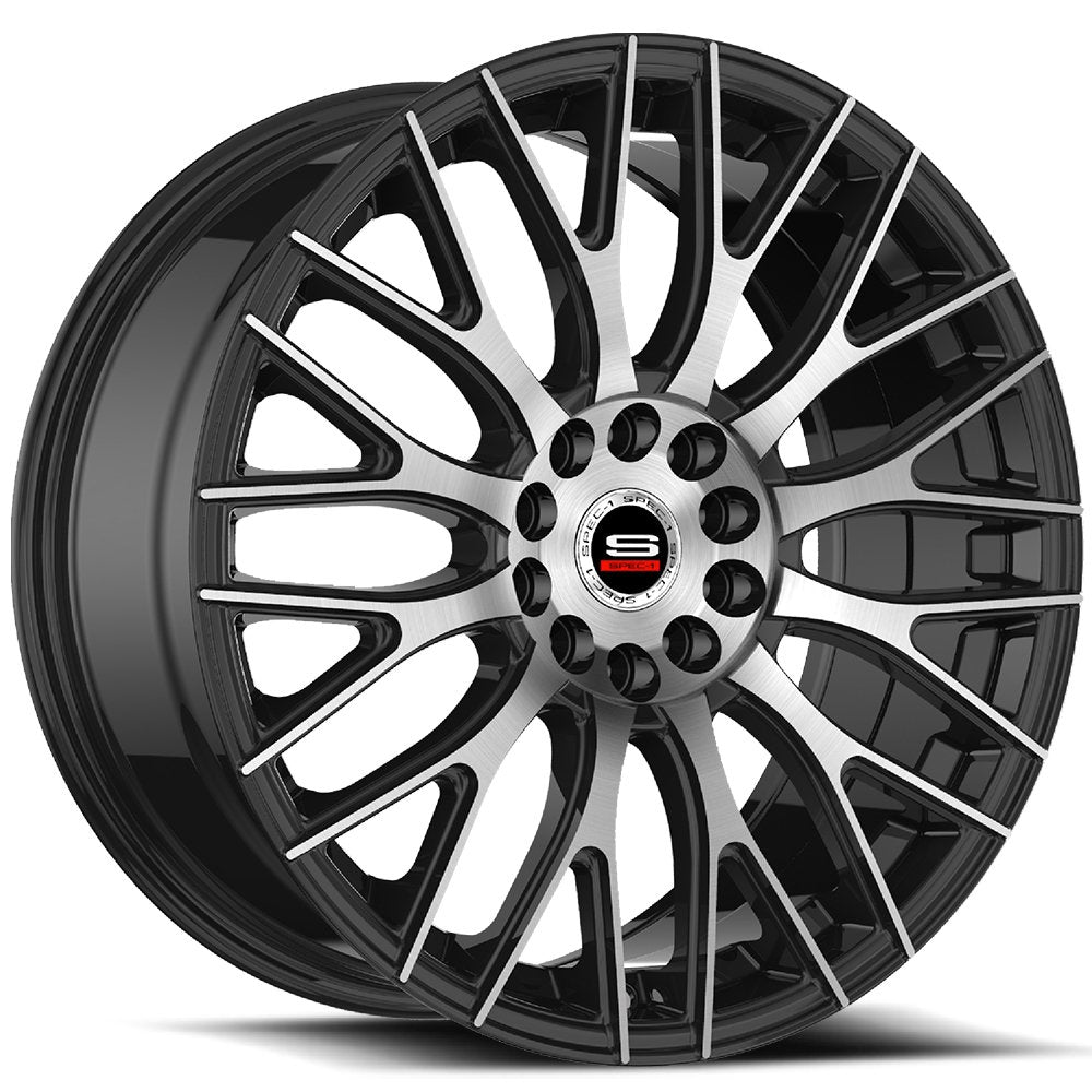 18x8 Spec-1 SP-55 Gloss Black & Machined Wheel 5x100/5x4.5 (38mm)