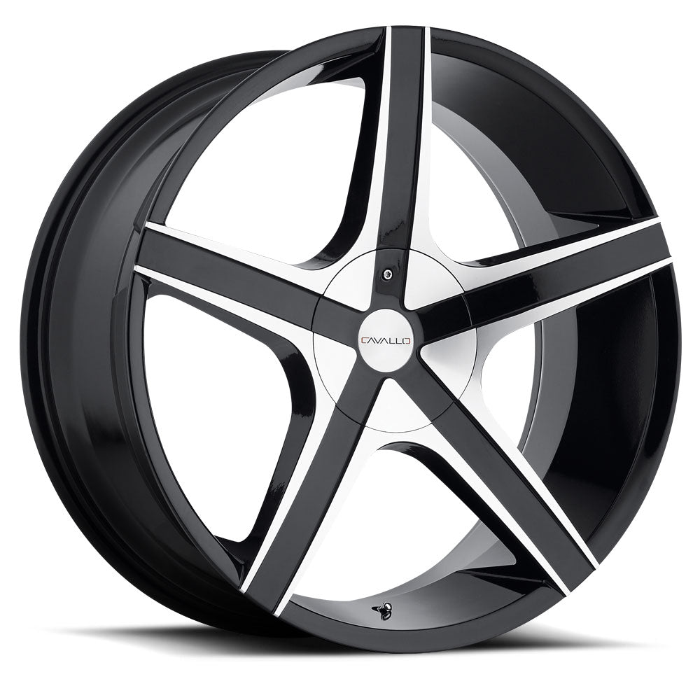 20x8.5 Cavallo CLV-3 Gloss Black & Machined Wheel 5x108/5x4.5 (35mm)