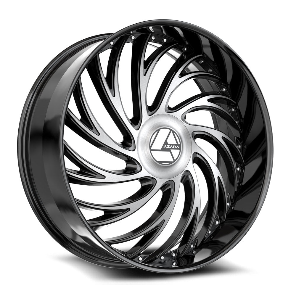 30x9.5 Azara AZX-101 Gloss Black & Machined Wheel 6 Lug Blank (15mm)