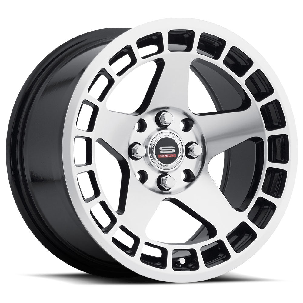 15x8 Spec-1 SPT-901 Gloss Black & Machined Wheel 4x100/4x4.5 (20mm)