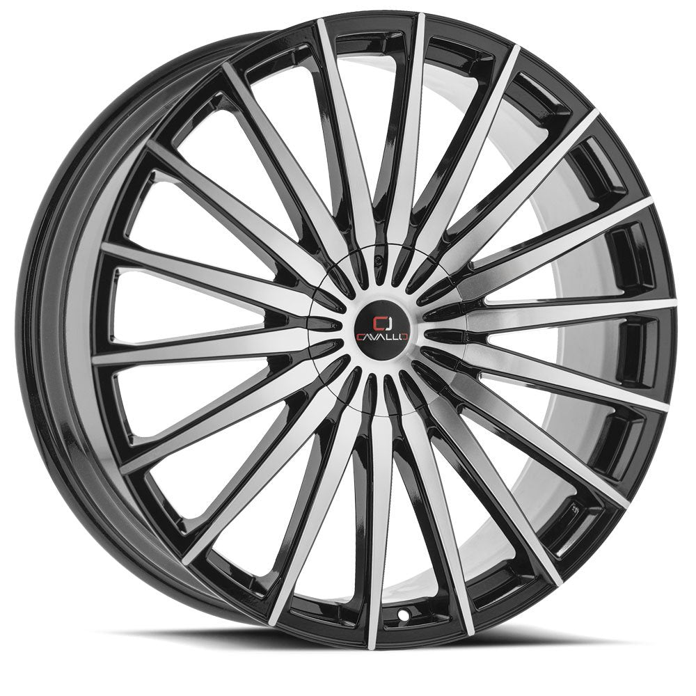 20x8.5 Cavallo CLV-34 Gloss Black & Machined Wheel 5x110/5x4.5 (35mm)
