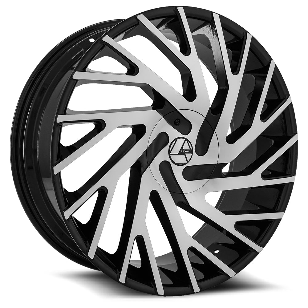 24x9 Azara AZA-505 Gloss Black & Machined Wheel Blank (18mm)