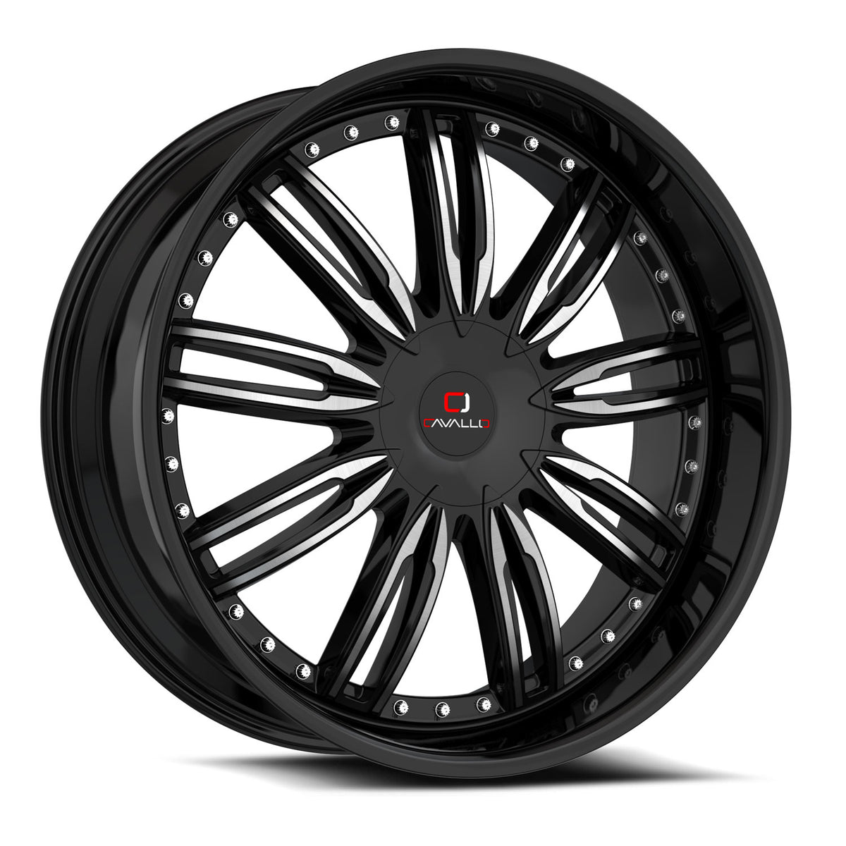20x8.5 Cavallo CLV-54 Gloss Black & Machined Wheel 5x4.5/5x120 (35mm)