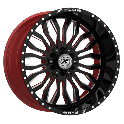 24x14 XFX Flow XFX-305 Gloss Black Milled W/Red Inner Wheel 6x135/6x5.5 (-76mm)