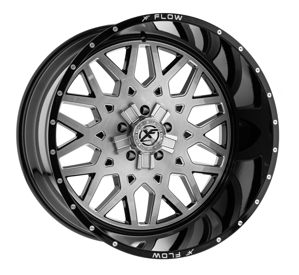 24x12 XFX Flow XFX-307 Brushed & Milled With Black Lip Wheel 5x5/5x5.5 (-44mm)