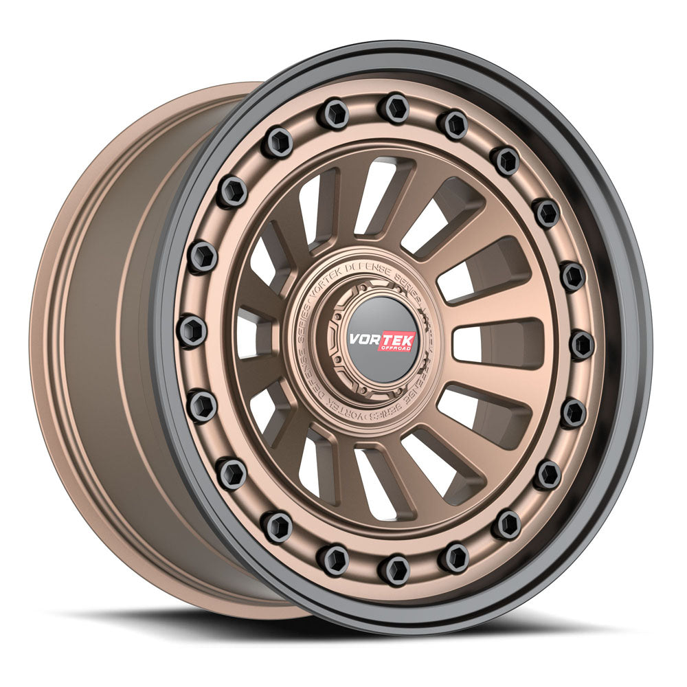 17x9 Vortek VRD-702 Matte Bronze With Black Bolts & Lip Wheel Blank (0mm)