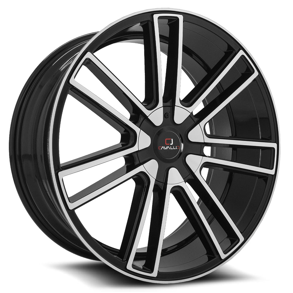 24x9 Cavallo CLV-21 Gloss Black & Machined Wheel Blank (18mm)