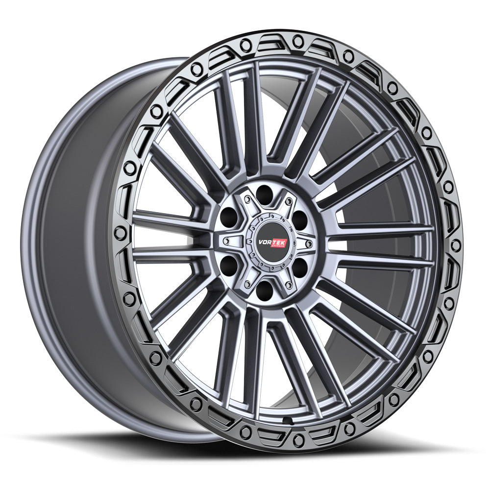 Vortek VRT-604 ZEUS 18x9 5x127 5x139.7 -12 Cb 78.1 Matte Titanium With Black Bead Ring BLEM