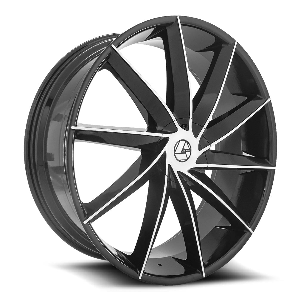 22x9.5 Azara AZA-506 Gloss Black & Machined Wheel 5x115/5x120 (15mm)