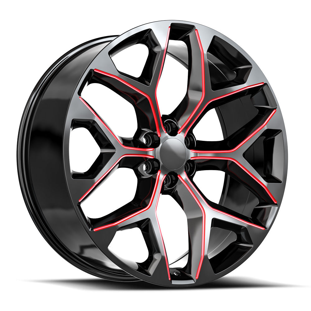 26x10 O.E. Revolution G-09 Gloss Black & Red Milled Wheel 6x5.5 (24mm)