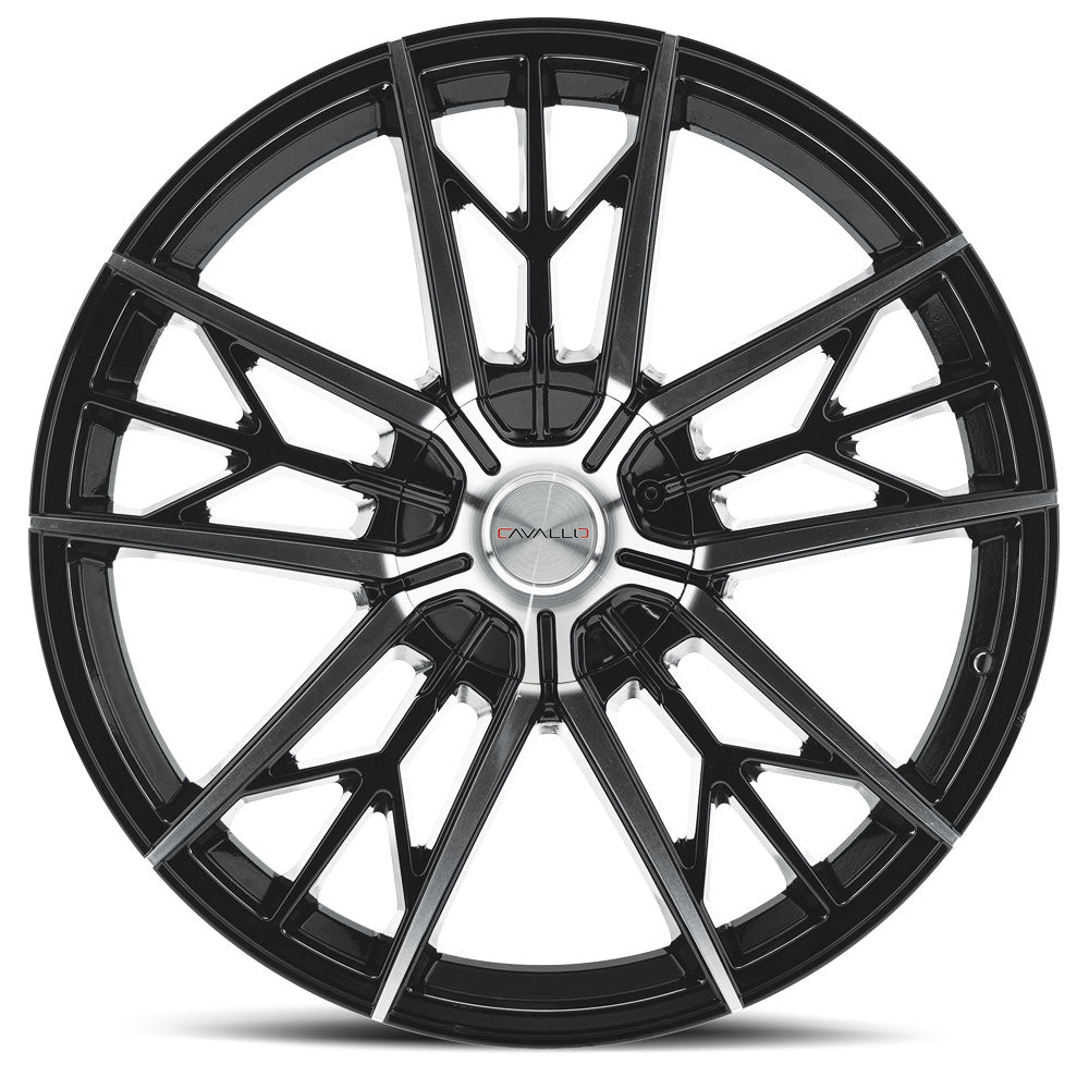 20x8.5 Cavallo CLV-39 Gloss Black & Machined Wheel 5x108/5x4.5 (35mm)