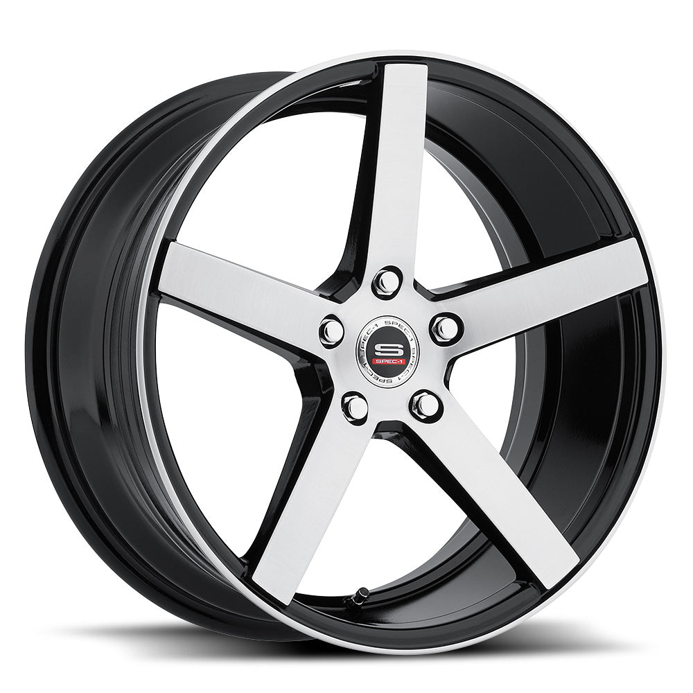 20x9.5 Spec-1 SP-36 Gloss Black & Brushed Wheel 5 Lug Blank (42mm)