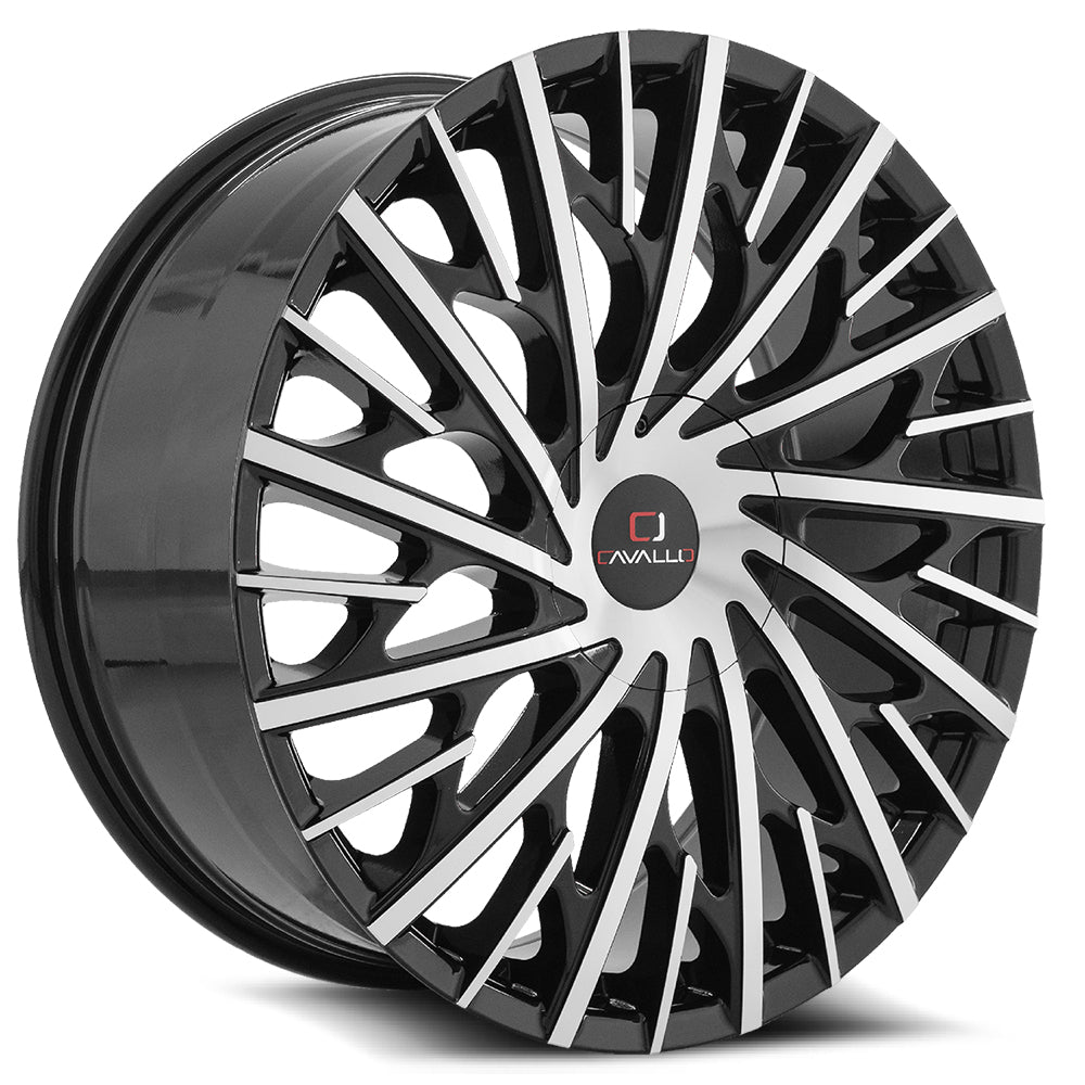 20x8.5 Cavallo CLV-30 Gloss Black & Machined Wheel 5x112/5x4.5 (35mm)