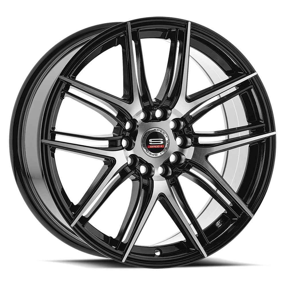 18x8 Spec-1 SP-56 Gloss Black & Machined Wheel 4x100/4x4.5 (38mm)