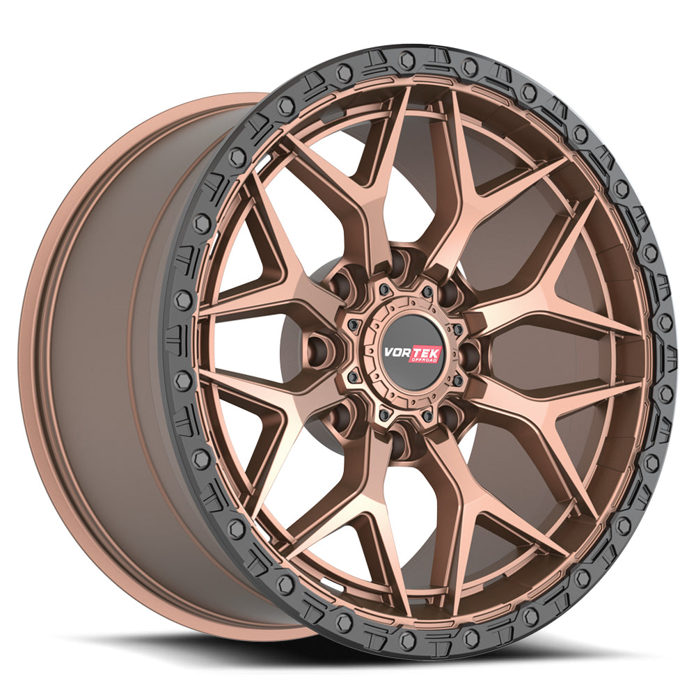 20x9.5 Vortek VRT-603 Matte Bronze With Black Bead Ring Wheel Blank (18mm)