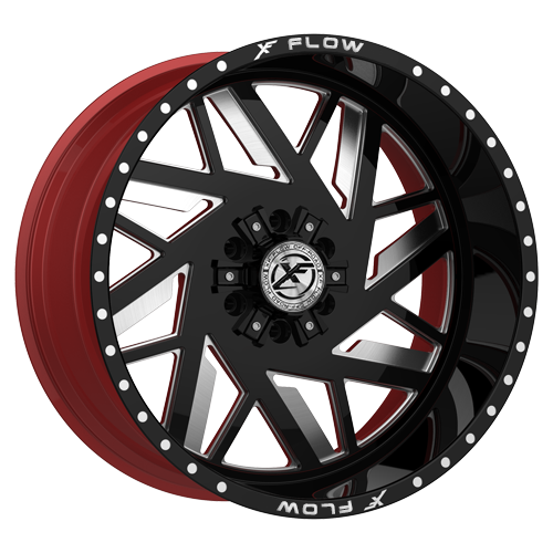 20x12 XFX Flow XFX-306 Gloss Black Milled W/Red Inner Wheel 6x135/6x5.5 (-44mm)