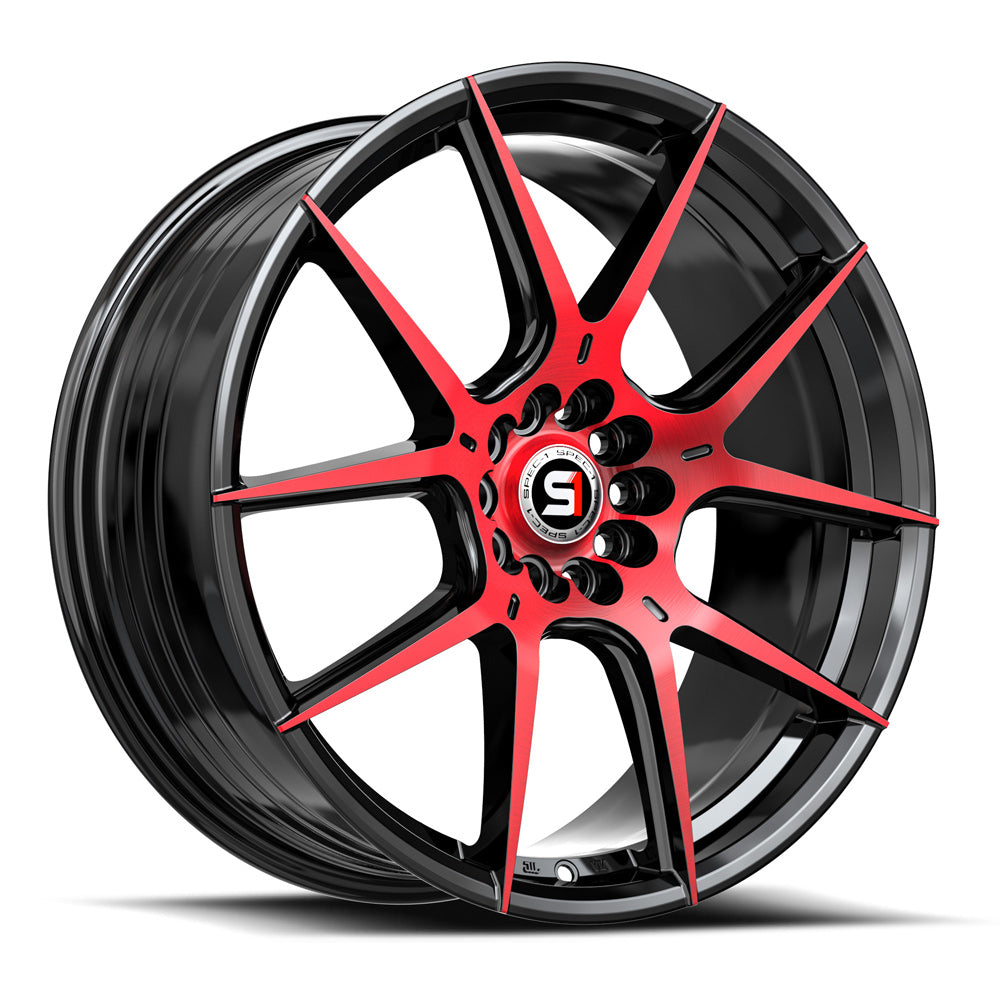 20x8.5 Spec-1 SP-71 Gloss Black & Red Machined Wheel 5x112/5x4.5 (38mm)