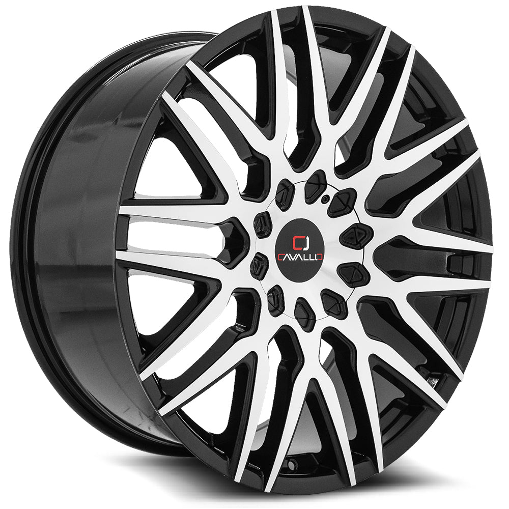 20x8.5 Cavallo CLV-24 Gloss Black & Machined Wheel 5x108/5x4.5 (35mm)