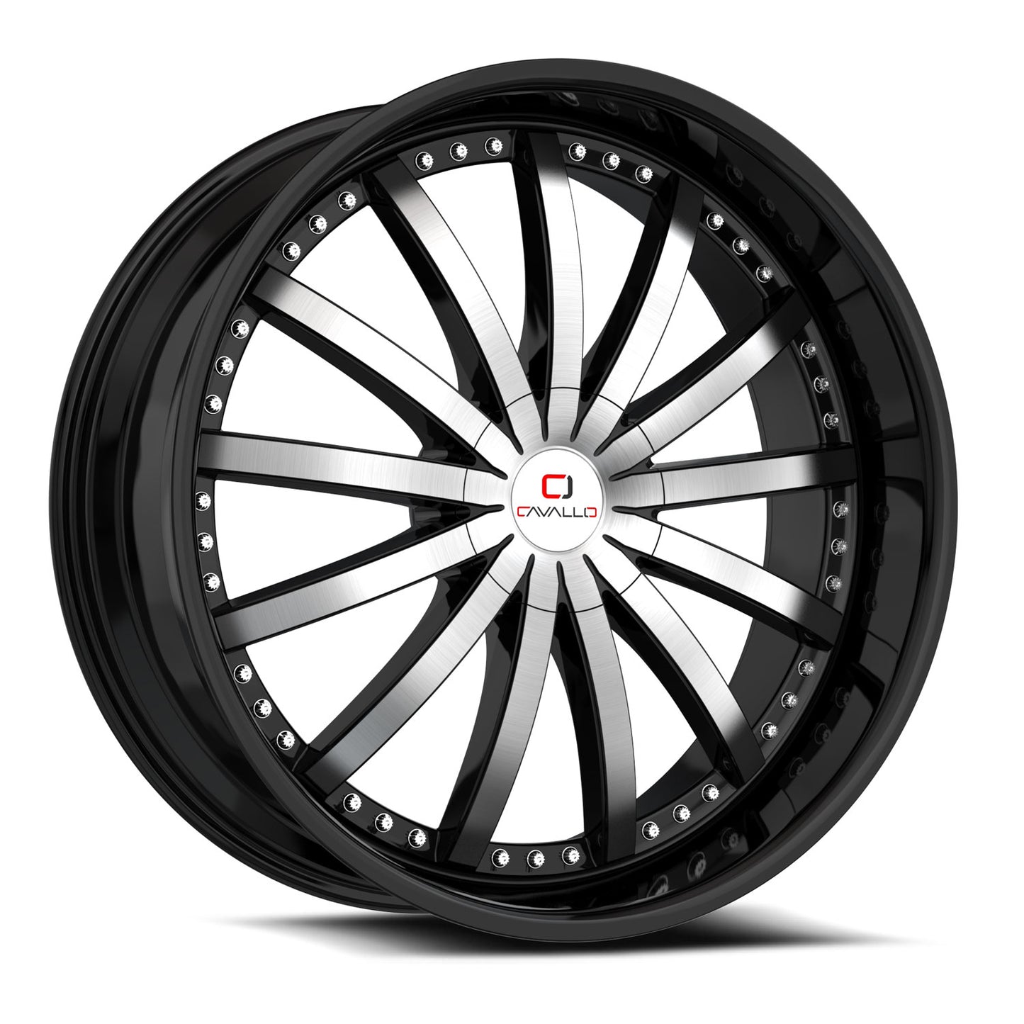 22x9.5 Cavallo CLV-53 Gloss Black & Machined Wheel 6x135/6x5.5 (25mm)