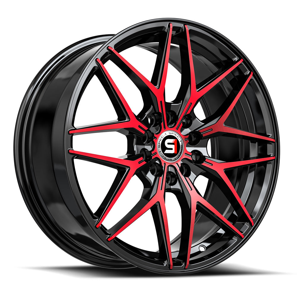 17x7.5 Spec-1 SP-60 Gloss Black & Red Machined Wheel 5x112/5x4.5 (42mm)
