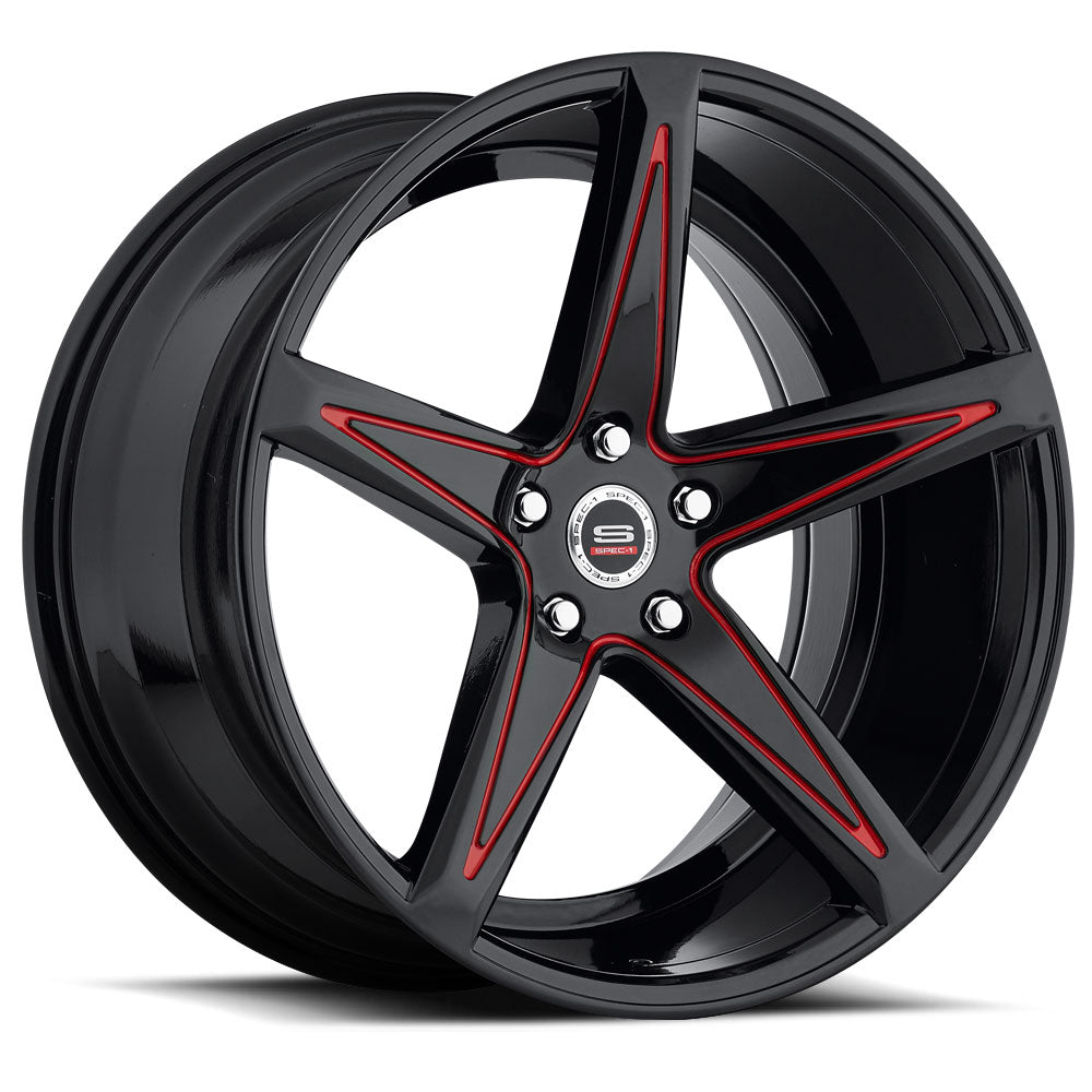 20x10.5 Spec-1 SPM-78 Gloss Black & Red Machined Wheel 5x120 (38mm)