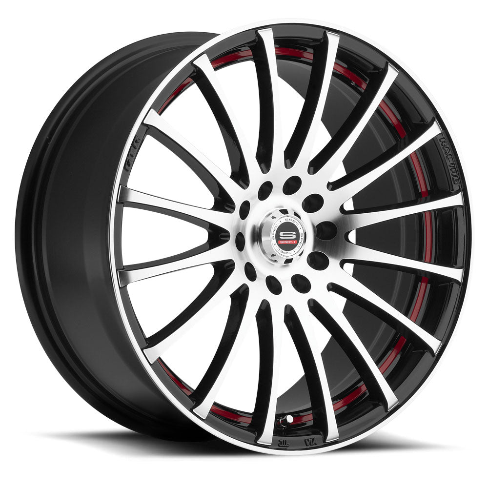 18x8 Spec-1 SP-12 Gloss Black Machined Red Line Wheel 5x4.5/5x120 (38mm)