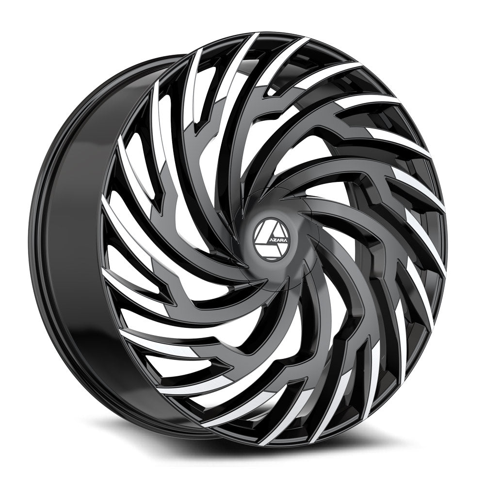 24x9 Azara AZA-536 Gloss Black & Machined Wheel 5/6 Lug Blank (15mm)