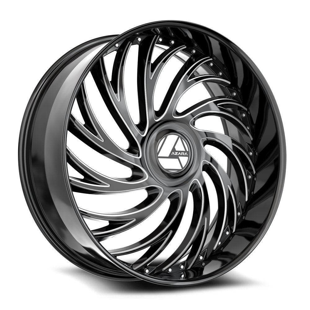 30x9.5 Azara AZX-101 Gloss Black & Milled Wheel 6x135/6x5.5 (22mm)
