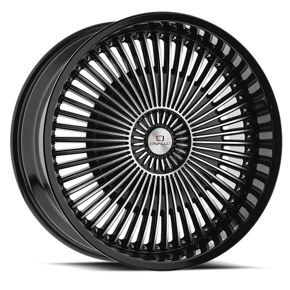18x8 Cavallo CLV-41 Gloss Black & Machined Wheel 5x105/5x4.5 (35mm)