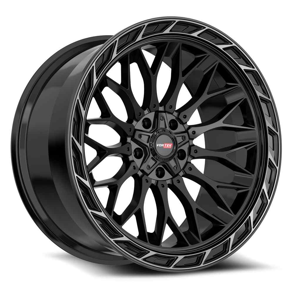 Vortek VRP-503 INFERNO 20x9.0 5x139.7 5x150 +18 Cb 110.3 Gloss Black Center & Diamond Cut Ring With Dark Tint (Make sure Cb is 110 for 5x150)