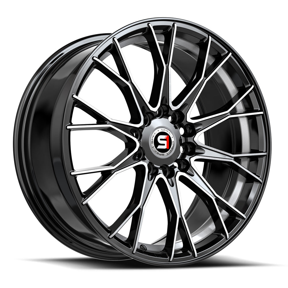Spec-1 SP-59 18x8.0 5x112 5x114.3 +38 Cb 73.1 Gloss Black & Machined & undercut
