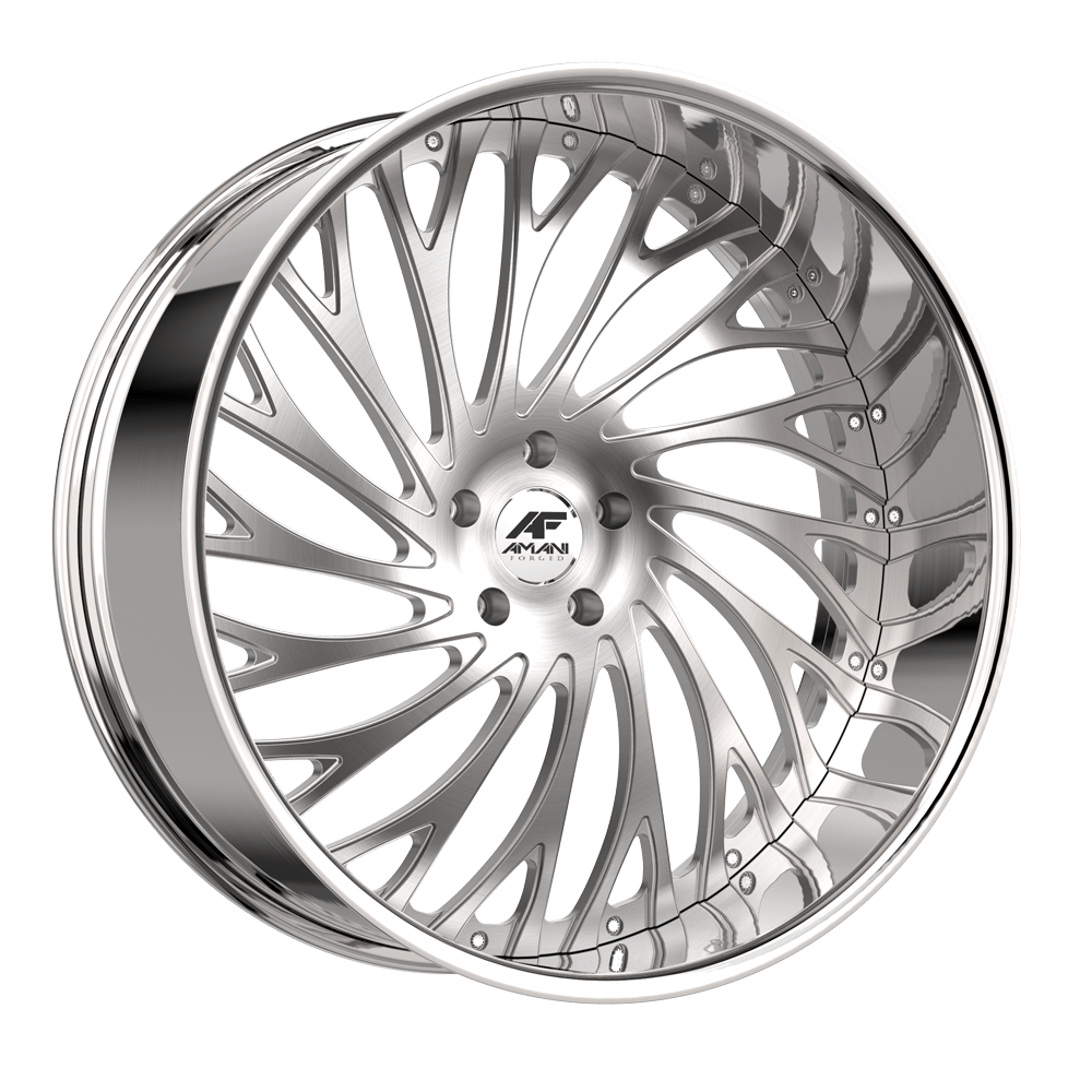 Amani Forged VAMOS-R 22x9 5x Pocketed Blank +15 Cb 73.1 Brush Center Chrome Lip Standard Cap Flat